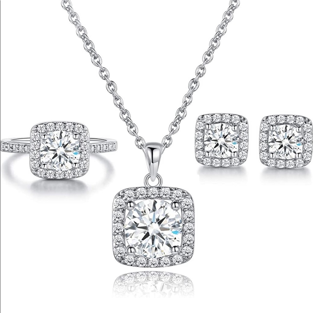 18K Gold Plated Halo CZ